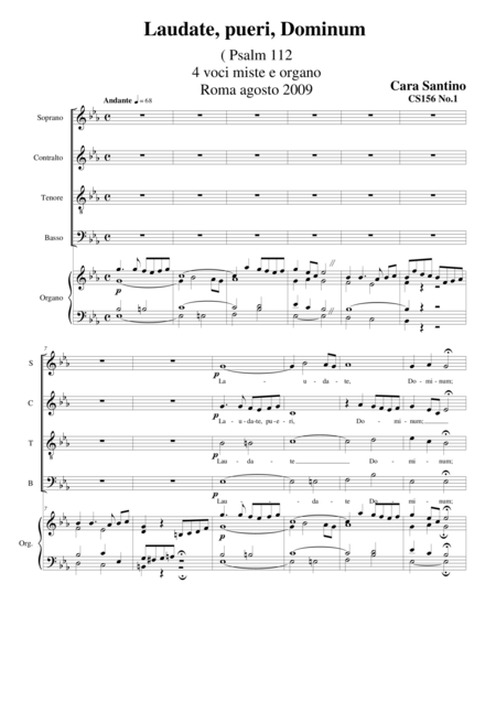 Free Sheet Music Laudate Pueri Dominum Psalm 112 Choir Satb And Organ