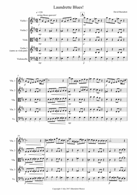 Free Sheet Music Laundrette Blues For String Quartet
