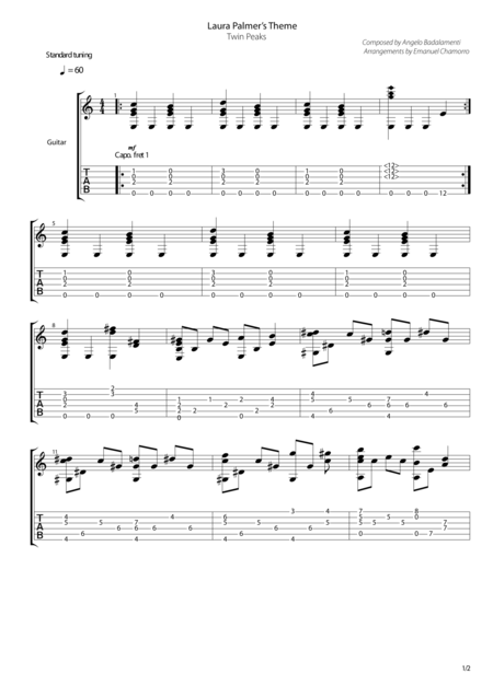 Laura Palmers Theme For Guitar Sheet Music