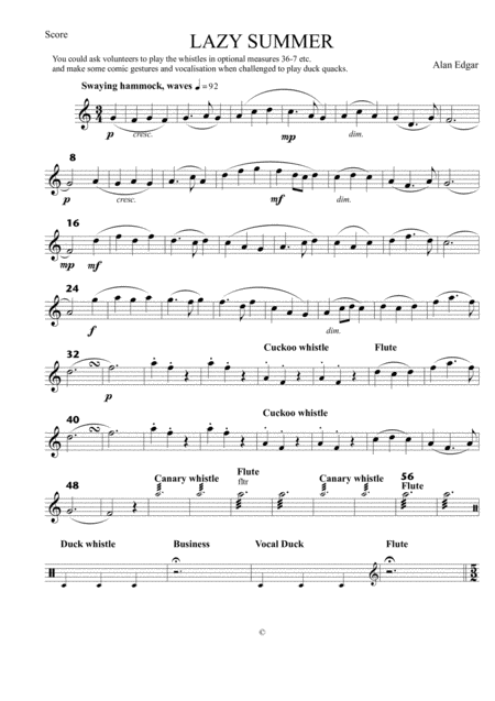 Free Sheet Music Lazy Summer Flute And Fun