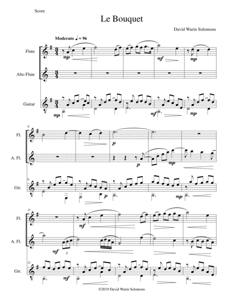 Le Bouquet For Flute Alto Flute And Guitar Sheet Music