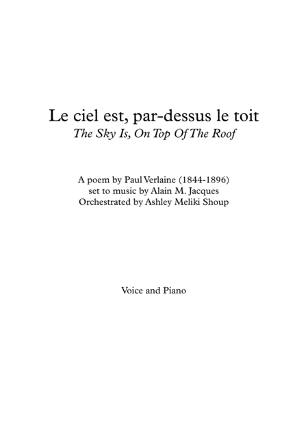 Free Sheet Music Le Ciel Est Par Dessus Le Toit Verlaine Bilingual