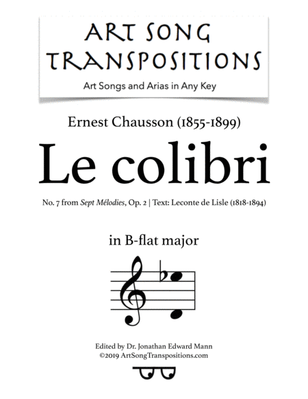 Le Colibri Op 2 No 7 B Flat Major Sheet Music