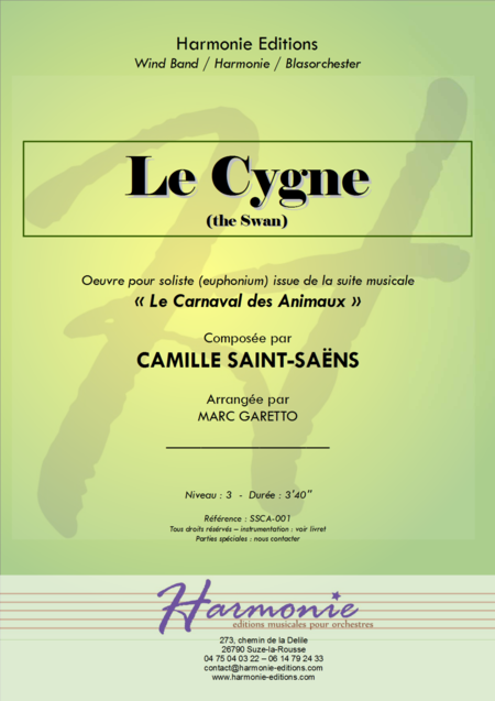 Free Sheet Music Le Cygne The Swan Carnaval Des Animaux Carnival Of The Animals
