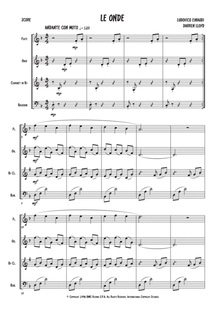 Free Sheet Music Le Onde Woodwind Quartet