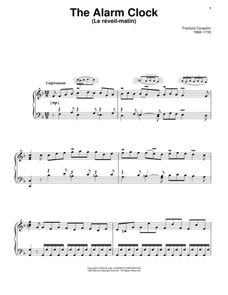 Free Sheet Music Le Reveil Matin The Alarm Clock