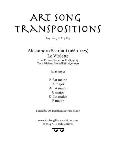 Le Violette In 6 Keys B Flat A A Flat G G Flat F Major Sheet Music