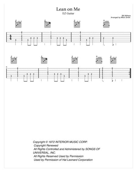 Free Sheet Music Lean On Me For Easy Guitar