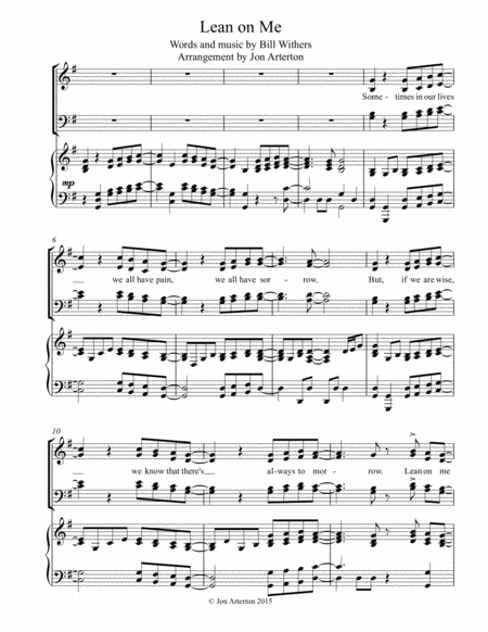 Lean On Me Satb And Piano Sheet Music