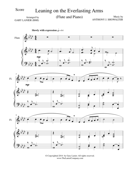 Free Sheet Music Leaning On The Everlasting Arms Flute Piano And Flute Part