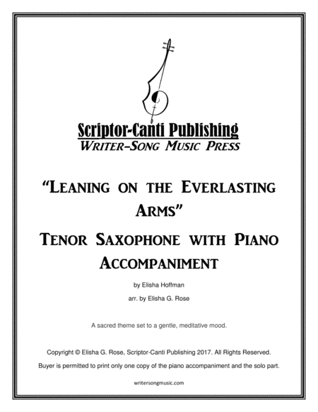 Free Sheet Music Leaning On The Everlasting Arms Tenor Saxophone