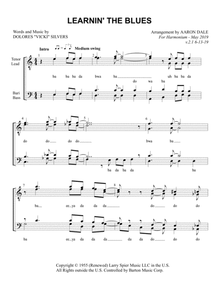 Free Sheet Music Learnin The Blues