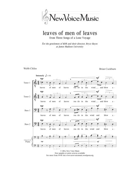 Leaves Of Men Of Leaves Sheet Music