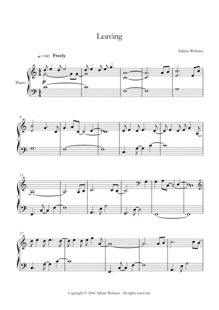 Leaving Crusaderbeach Sad Emotional Piano Solo Sheet Music