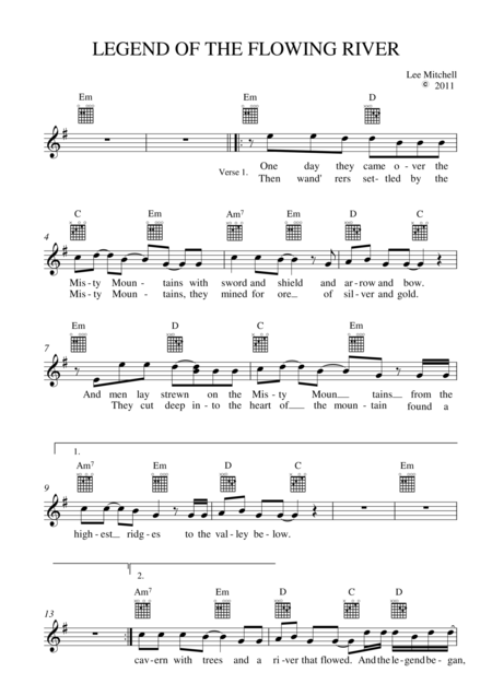 Legend Of The Flowing River Sheet Music