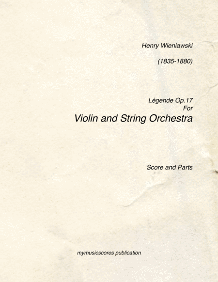 Free Sheet Music Legende For Violin And String Orchestra Op 17