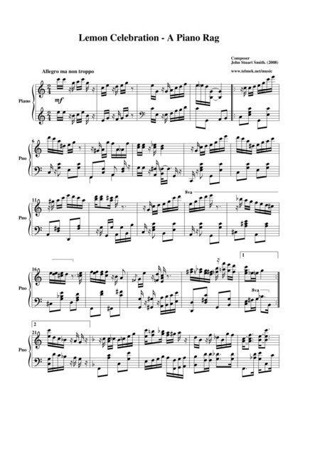 Lemon Celebration Rag Sheet Music