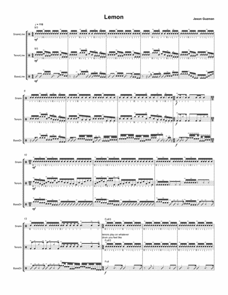 Lemon Drumline Lot Warm Up Sheet Music