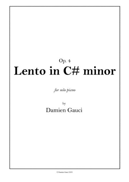 Lento In C Minor Sheet Music