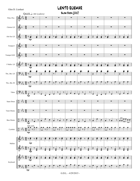 Lento Quemar Extra Score Sheet Music