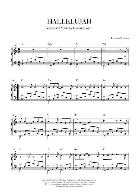 Leonard Cohen Hallelujah Piano Solo Sheet Music