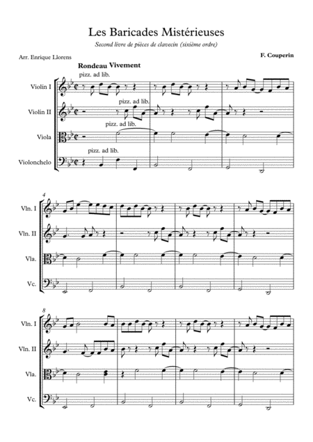 Free Sheet Music Les Barricades Mystrieuses String Quartet