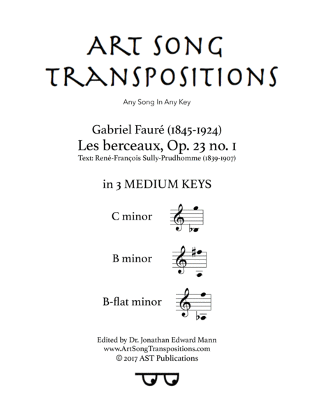 Les Berceaux Op 23 No 1 In 3 Medium Keys C B B Flat Minor Sheet Music