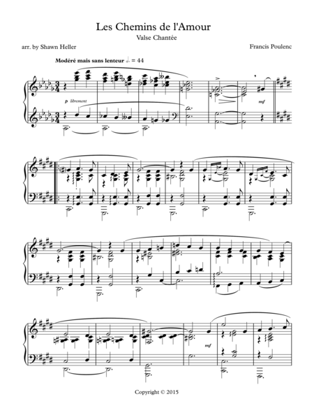 Free Sheet Music Les Chemins De L Amour Valse Chante Piano Solo Arr By Shawn Heller