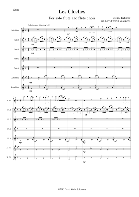 Free Sheet Music Les Cloches For Flute Solo And Flute Choir