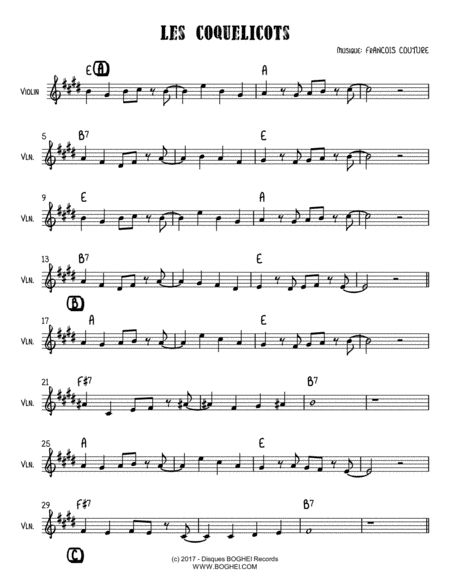 Les Coquelicots Sheet Music