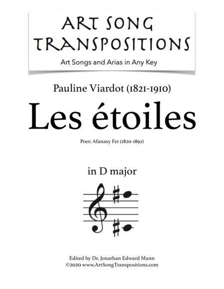 Free Sheet Music Les Toiles Transposed To D Major
