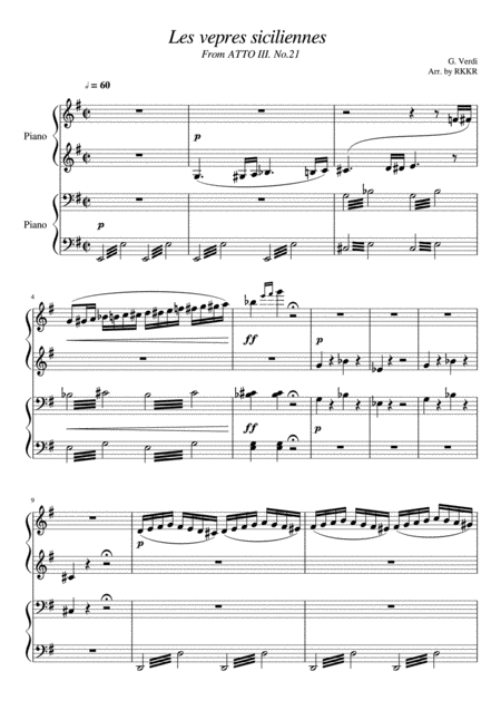 Les Vepres Siciliennes From Act Iii No 21 Piano Duet Sheet Music