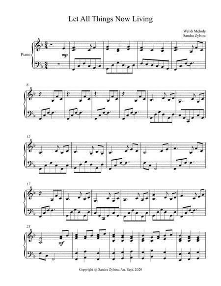 Free Sheet Music Let All Things Now Living Piano Part Only