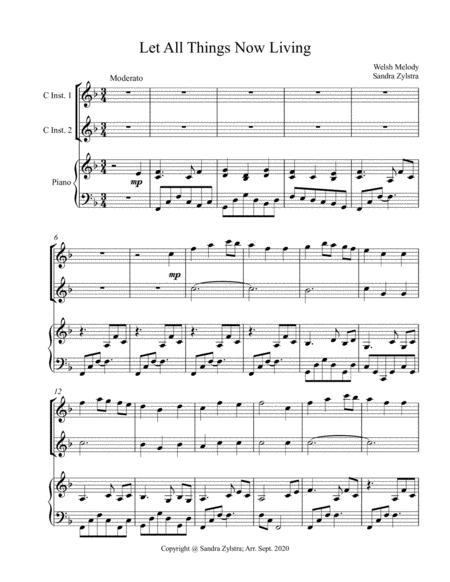 Let All Things Now Living Treble C Instrument Duet Sheet Music