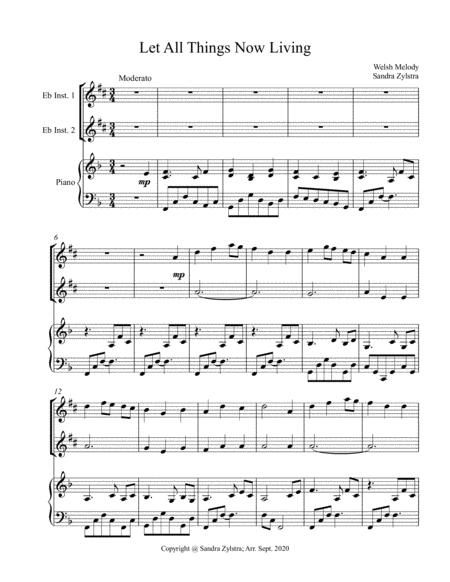 Let All Things Now Living Treble Eb Instrument Duet Sheet Music