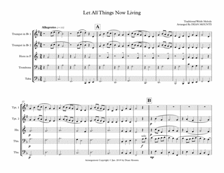 Free Sheet Music Let All Things Now Living