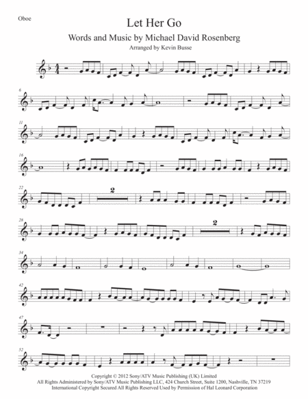 Let Her Go Oboe Sheet Music