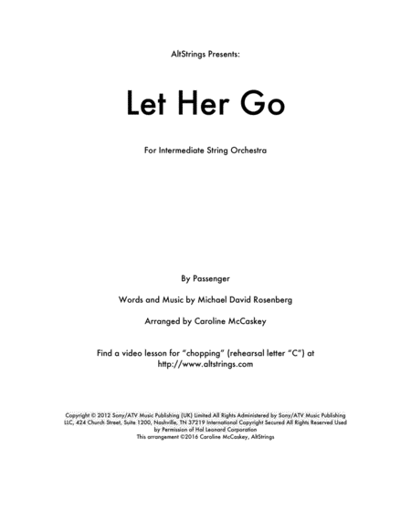 Let Her Go String Orchestra Sheet Music