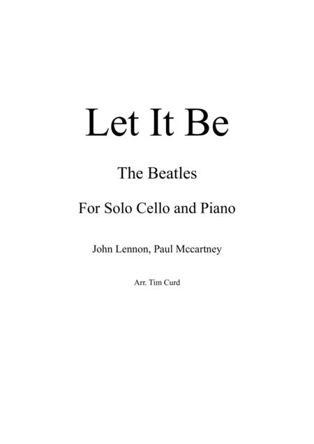 Let It Be For Solo Cello And Piano Sheet Music