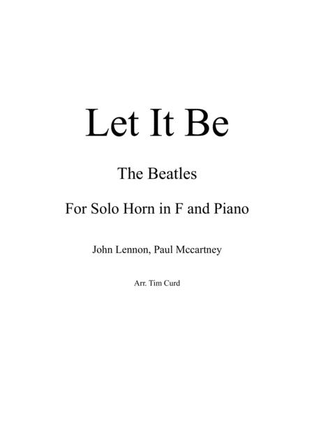 Let It Be For Solo Horn In F And Piano Sheet Music