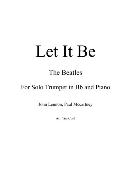 Let It Be For Solo Trumpet In Bb And Piano Sheet Music