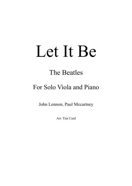 Free Sheet Music Let It Be For Solo Viola And Piano