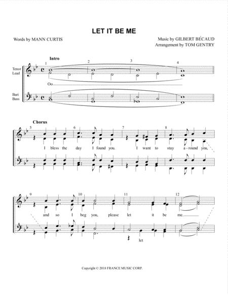 Free Sheet Music Let It Be Me Ssaa