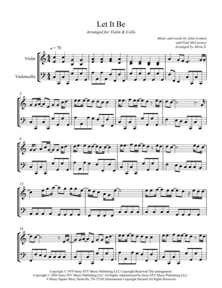 Free Sheet Music Let It Be String Duo