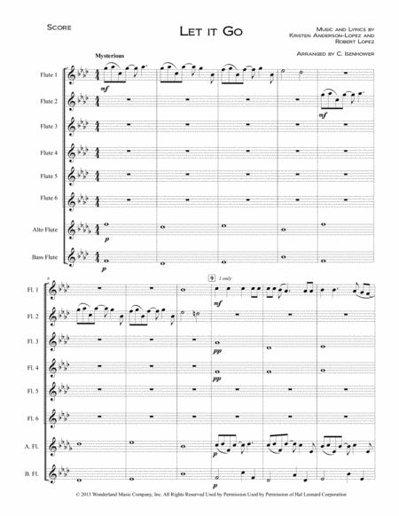 Let It Go From Frozen Flute Choir Sheet Music