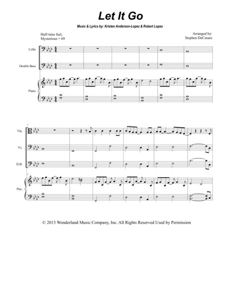 Let It Go From Frozen For String Quintet Sheet Music