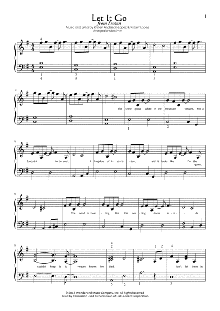 Free Sheet Music Let It Go From Frozen In Em Self Accompaniment Version