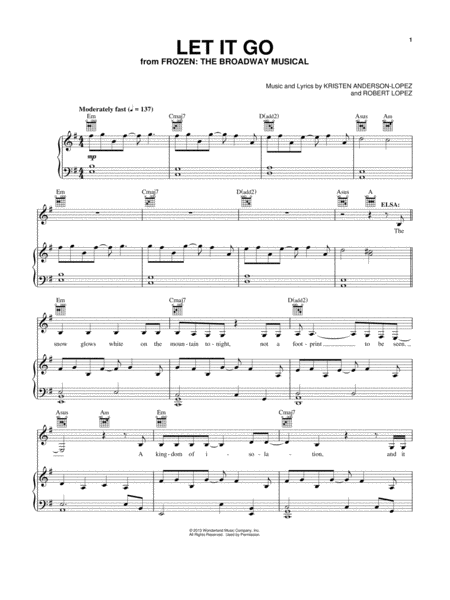 Free Sheet Music Let It Go From Frozen