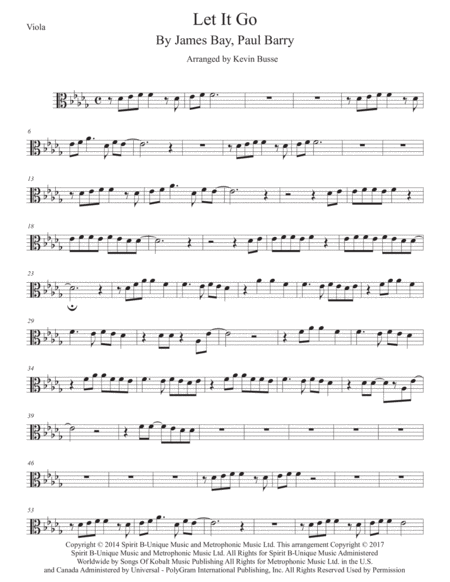 Free Sheet Music Let It Go Viola Original Key