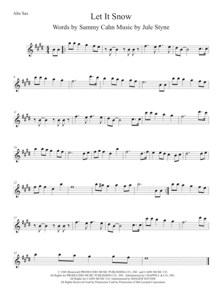 Free Sheet Music Let It Snow Let It Snow Let It Snow Alto Sax